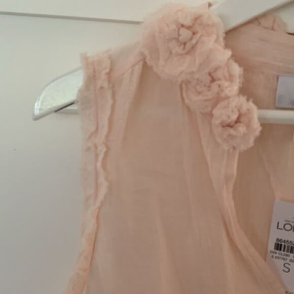 2 LOFT Rose Frilled Ruffled Pink Sleeveless Blouse Small S Top Lot Set NWT - Picture 9 of 12